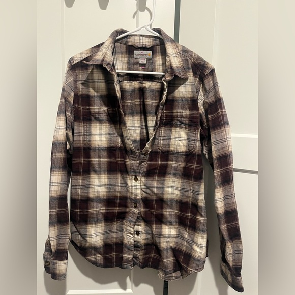 Carhartt Other - Carhartt Men's Casual Plaid Shirt - Brown and Cream